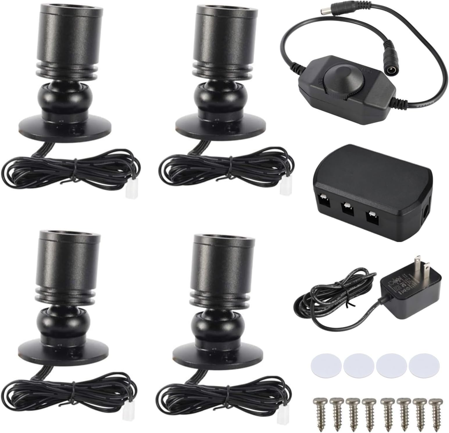 YaeCCC Dimmable LED Mini Spotlight Jewelry Showcase Display Lights Black Shell Surface Mount (Pack-4,Warm White 3000k)