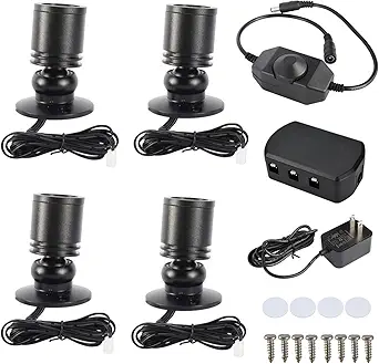 YaeCCC Dimmable LED Mini Spotlight Jewelry Showcase Display Lights - Black Surface Mount (Pack of 4, Warm White 3000K)