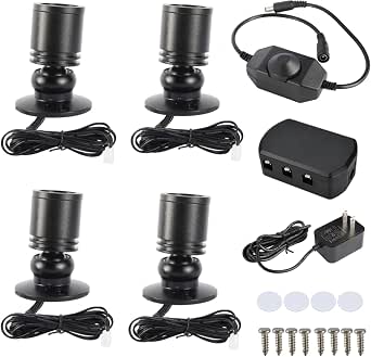 YaeCCC Dimmable LED Mini Spotlight Jewelry Showcase Display Lights Black Shell Surface Mount (Pack-4,Warm White 3000k)
