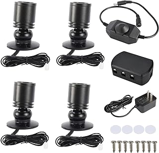 YaeCCC Dimmable LED Mini Spotlight Jewelry Showcase Display Lights Black Shell Surface Mount (Pack-4,Daylight 6400k)