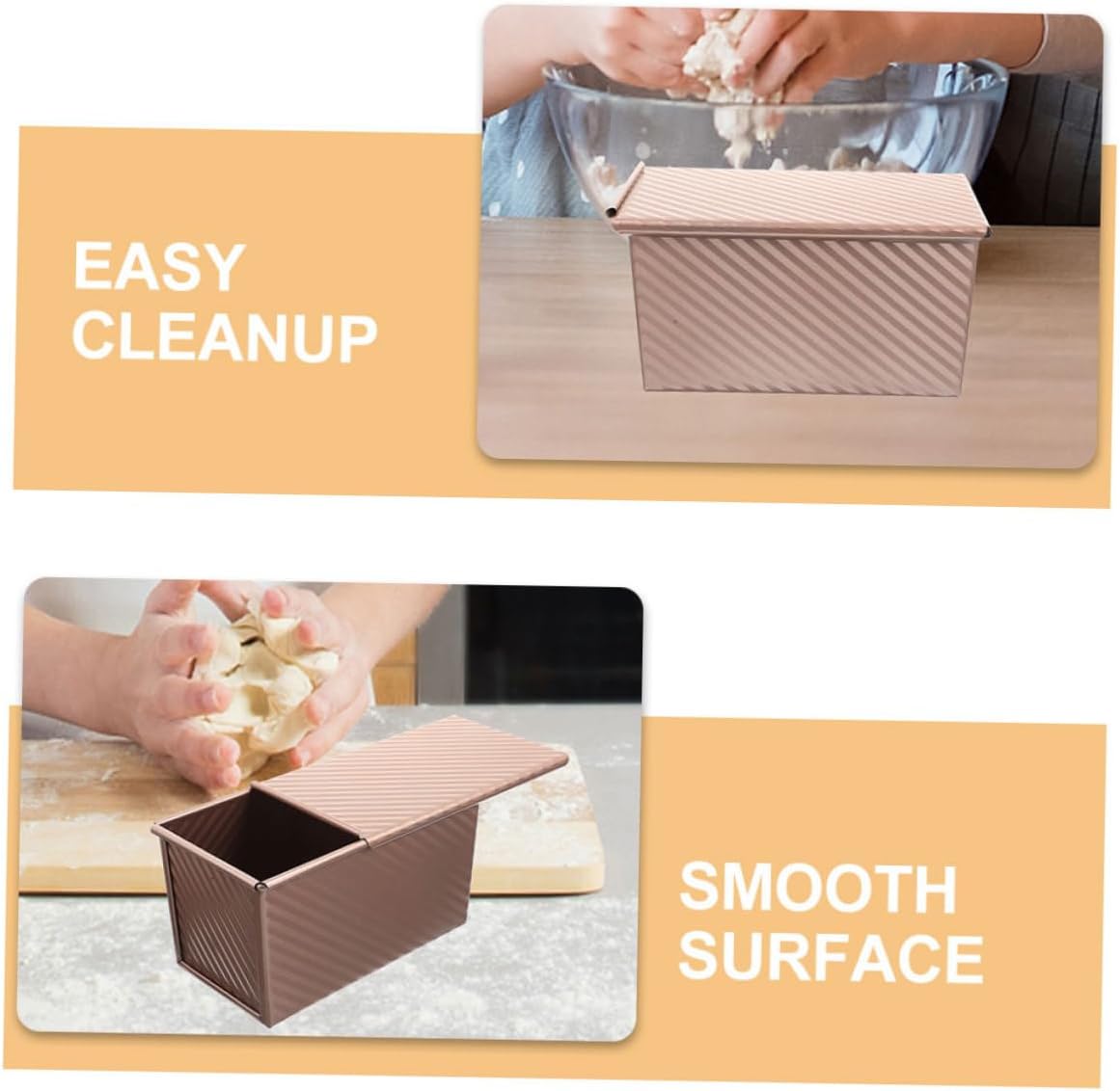2pcs Loaf Pan Lid Carbon Steel Bread Mold Toast Baking Box Cake Pan Reusable Loaf Bakeware for Easy Cleanup