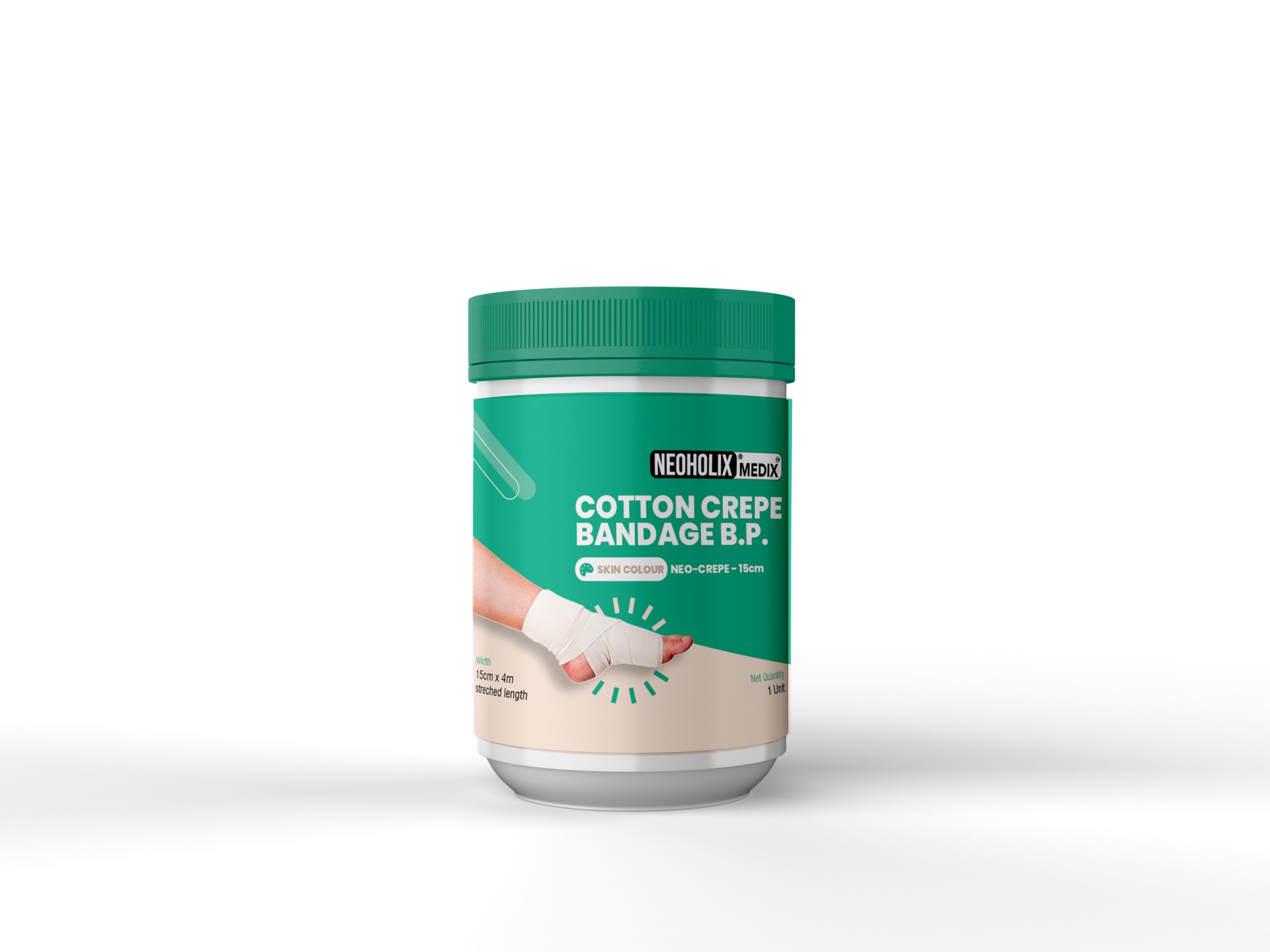 Neoholix Medix Cotton Crepe Bandage 6 Cm – Orthopaedic Support for Strains, Sprains, Painful Joints, Skin Grafts, Stretchable & Skin-Friendly, Ideal for Injury Recovery & Medical Use