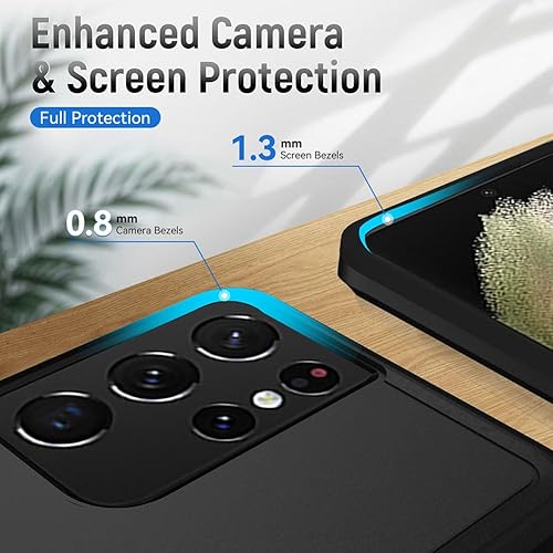 Miniatura 73 de Funda para Samsung Galaxy S21 Ultra (no para S21 Plus y S21), resistente a prueba de golpes, de grado militar, soporte de carga inalámbrica