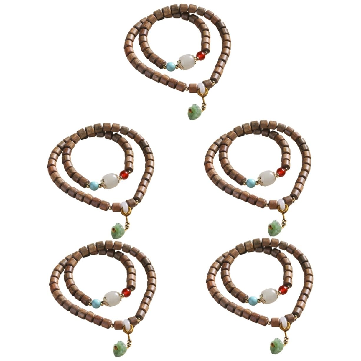 LIFKOME Lot De 5 Bracelets En Et Jade Pour Femme Breloques Tendance Perles De Prière Et De Perles De Bouddha