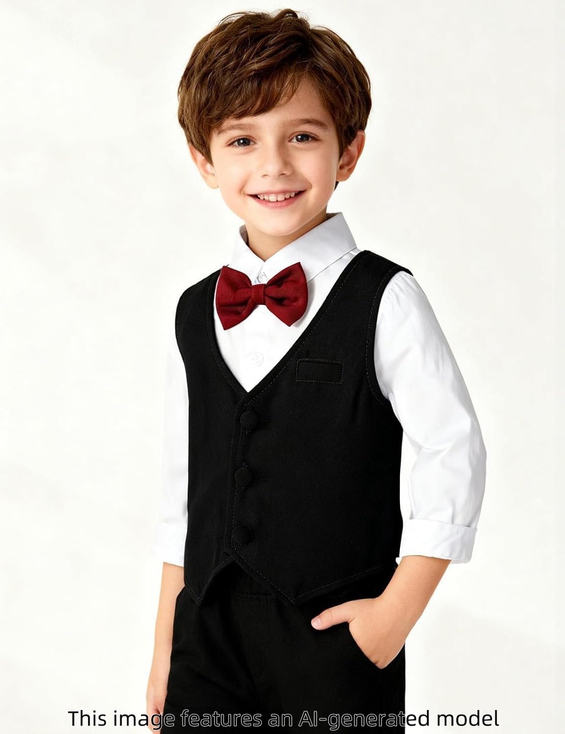 A&J DESIGN Conjunto de traje Fromal para niños pequeños, camisa, chaleco