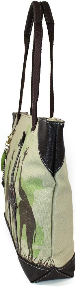 CHALA Canvas Tote Bag - Women Shoulder Purse with Detachable Charm/Keychain