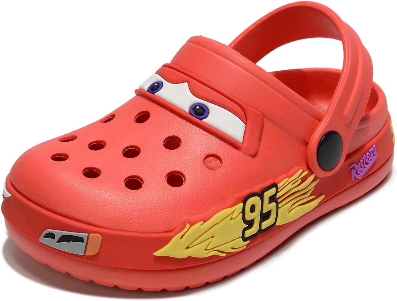 Kids’ Croc-Style Clogs – Red #95 Flame Design Lightweight Waterproof Slip-Ons for Boys & Girls Perfect for Pool Beach or Playtime