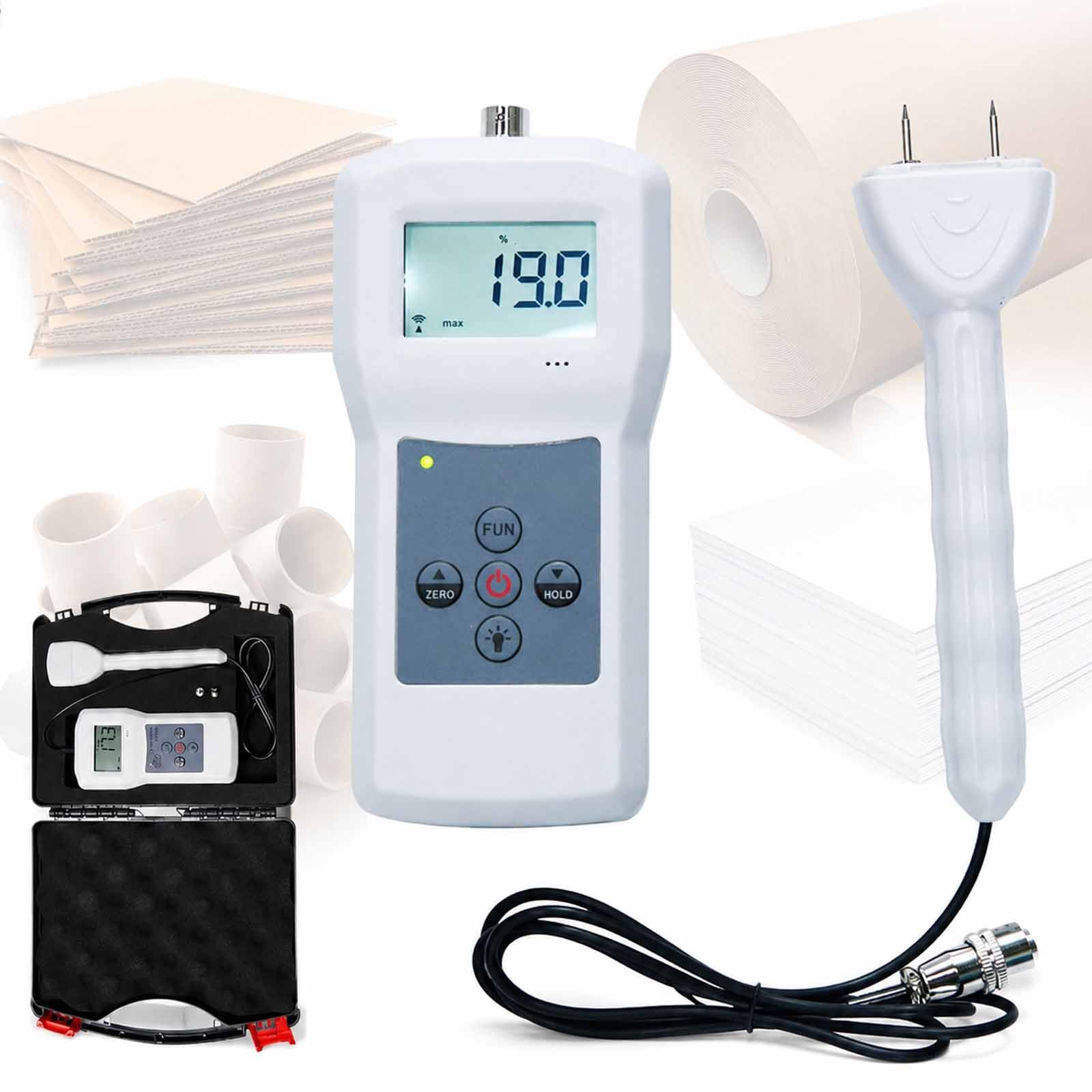 MObyat Sponge Foam Moisture Detector, Digital Tobacco Leaf Moisture Tester with Display Screen, Measuring Range 0-95%/Accuracy: 0.1/1s Measurement, for Cardboard, Paper Roll, Paper Tube