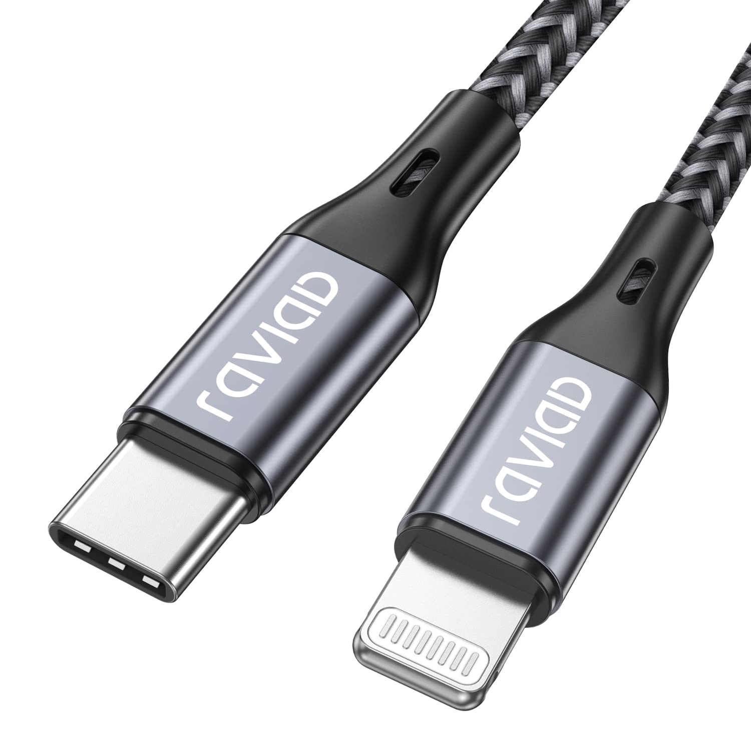 RAVIAD Kabel ze złączem USB typu C na Lightning, 1 m, certyfikat MFi, Power Delivery, nylonowy oplot, do ładowania iPhone’a 13/13 Pro / 13 Pro Max / 13 Mini / 12/12 Pro Max / 12 Mini / 11 Pro