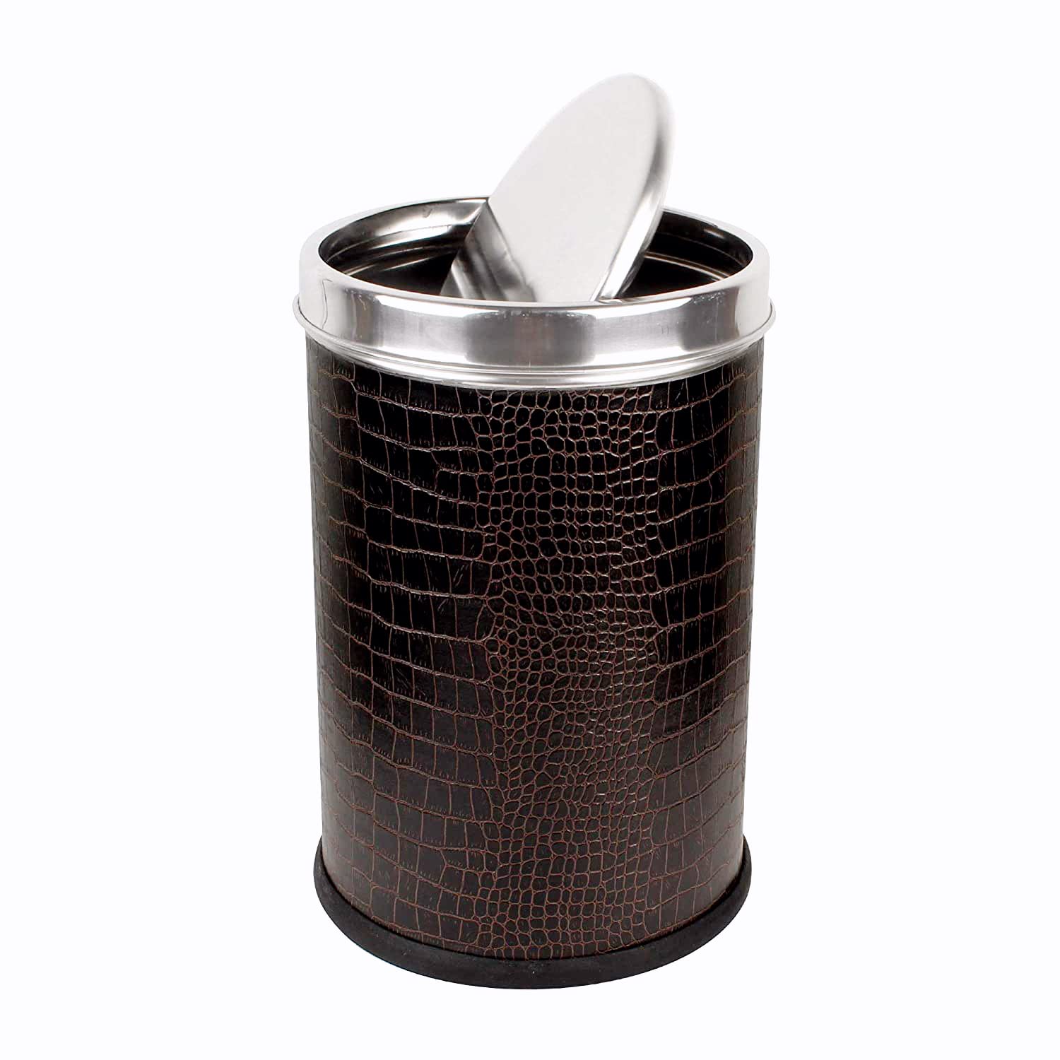 OPR Stainless Steel Leather Swing Dustbin With Lid| Trash Can With Lid For Home, Bedroom, Washrooms, Office And Kitchen 10 litres (8 X 12 inch) Brown (B091Q3T51Z) Amazon Price History, Amazon Price Tracker