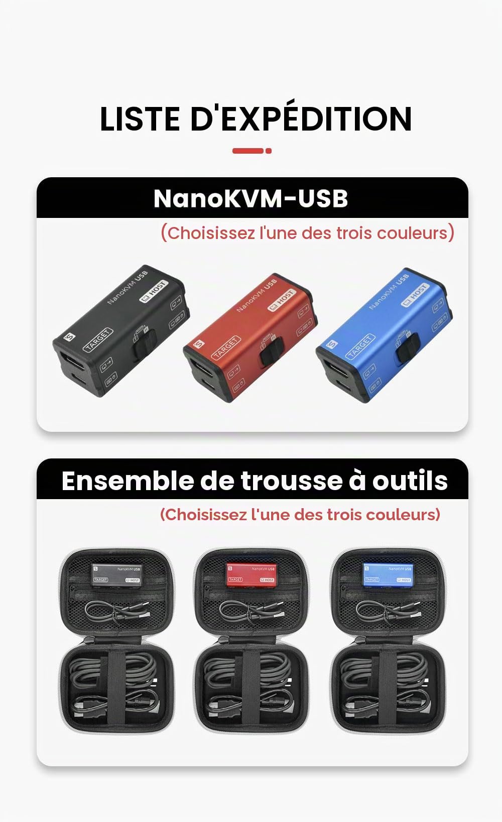 youyeetoo Sipeed NanoKVM-USB, KVM USB 4K, pour gestion des périphériques sans tête, pour serveur/SBC, facile à utiliser et à entretenir, outil de collaboration multi-appareils (Tool Kit Package, noir)