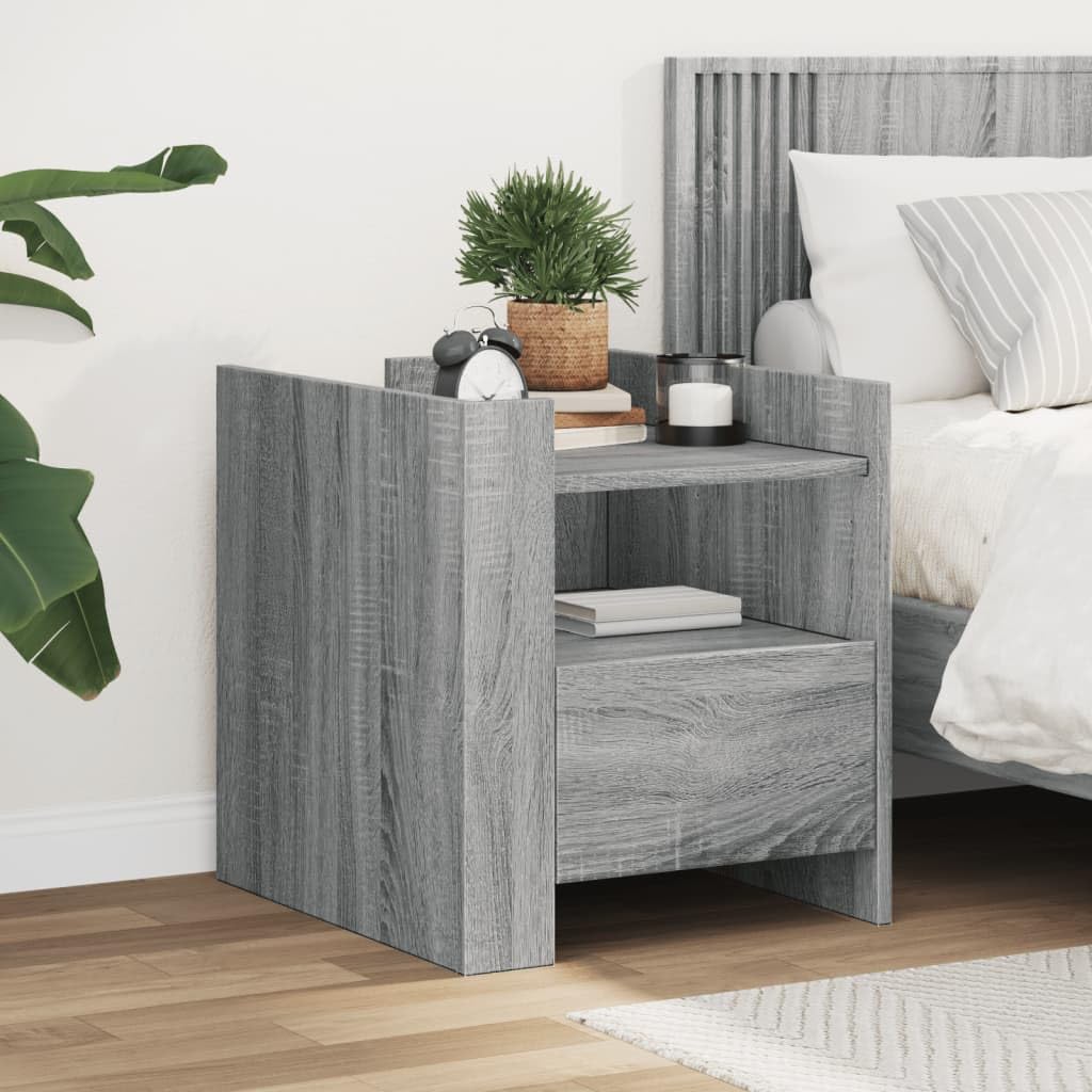 Mesitas de noche gris Sonoma 45x50x50cm madera de ingeniería para dormitorio moderno