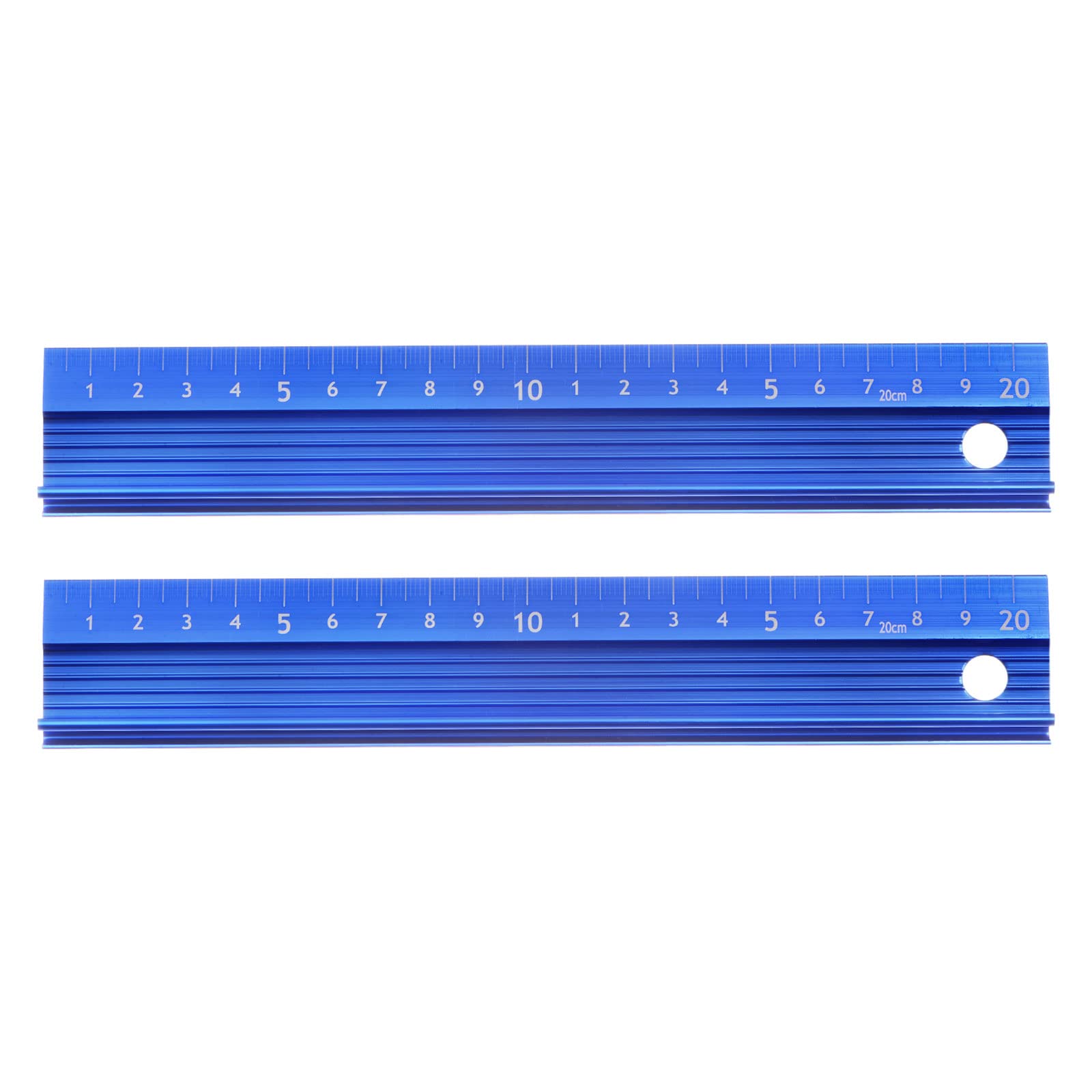 HARFINGTON 2pcs Raised Grip Metal Ruler 20cm Metric Ruler Measure Aluminum Alloy Anti Slip Protective Ruler Straight Cutting Ruler Measuring Tool with