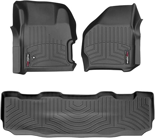 WeatherTech Revestimientos de suelo de ajuste personalizado para Ford Super Duty - 1 y 2 fila (441251-440022), color negro