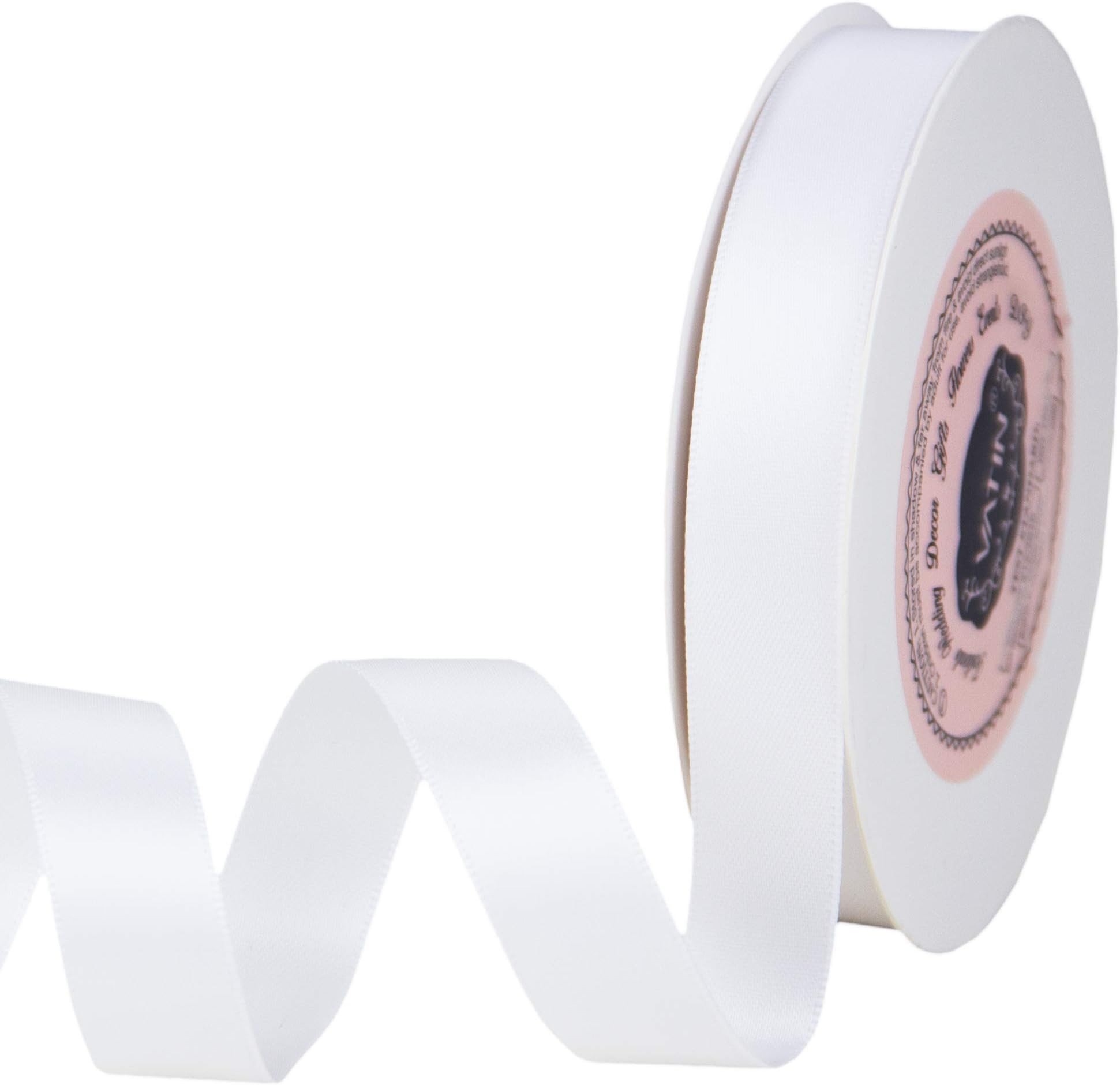 VATIN Double Face White Satin Ribbon 5/8" Continuous 25 Yards,White Polyester Fabric Ribbon use for Bows Bouquet, Gift Wrapping, Floral Arrangement Wedding Decoration