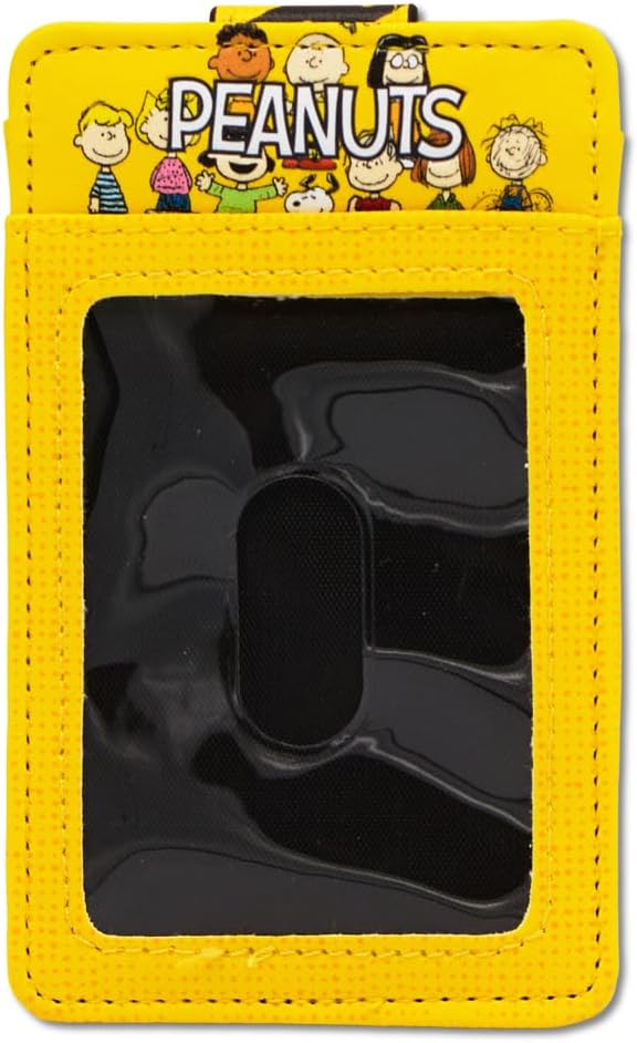 Buckle-Down Peanuts Wallet, Character Wallet ID Card Holder, Peanuts Seven Character Group Pose Yellow, Vegan Leather