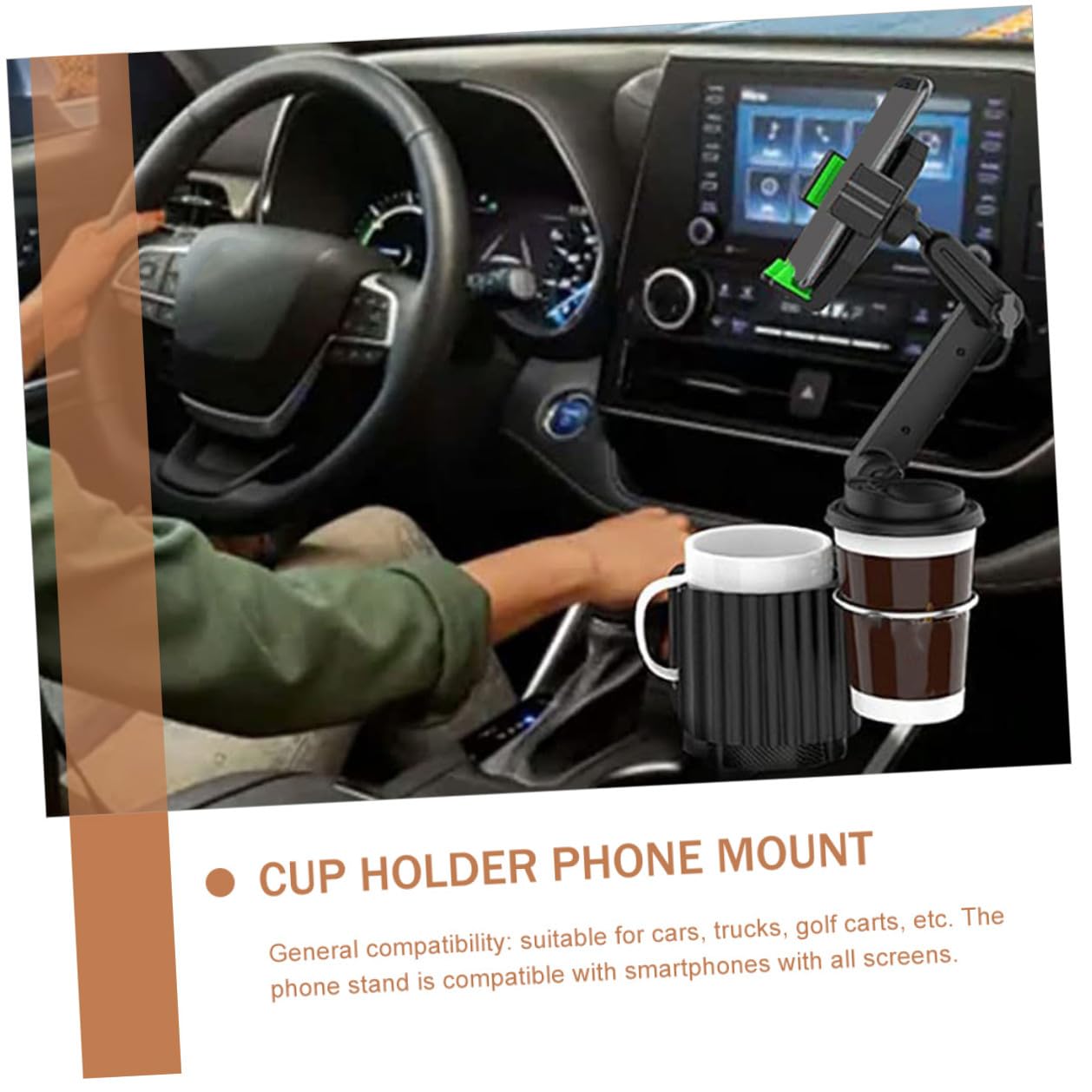 TOPBATHY Soporte para Teléfono con Diseño Material Abs y Metal y Portavasos para Coche Adecuado para Conducción y Carrito de Golf