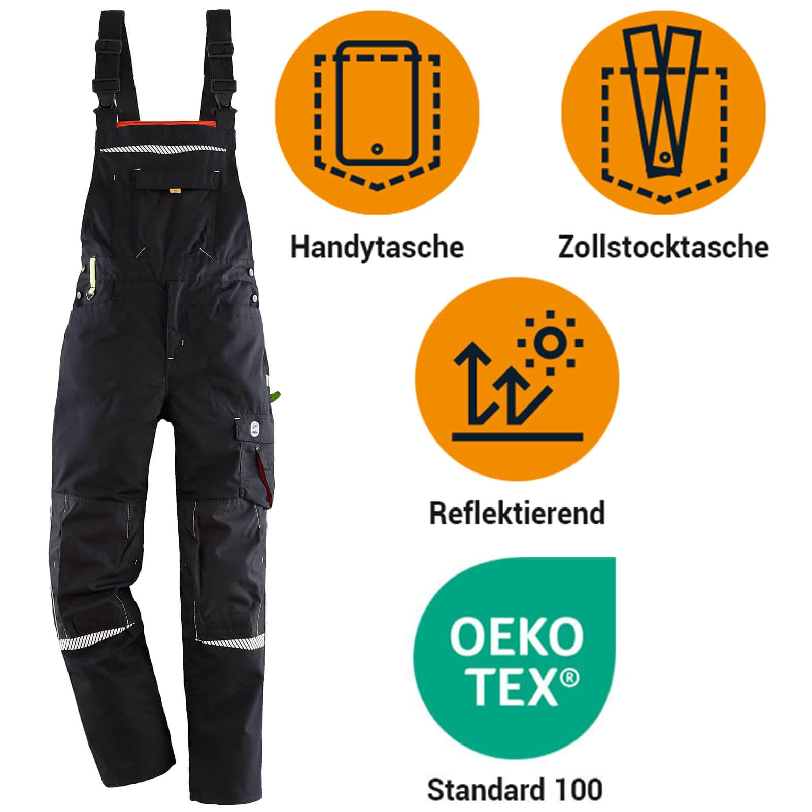 Salopette da uomo Workwear nero lime, Nero/Lime, 62