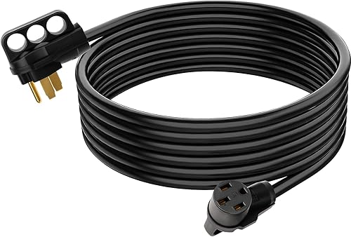 SCITOO Cable de extensión RV de 36 pies y 50 amperios, cable de alimentación para remolque, autocaravana, cámper con mango negro, cables de