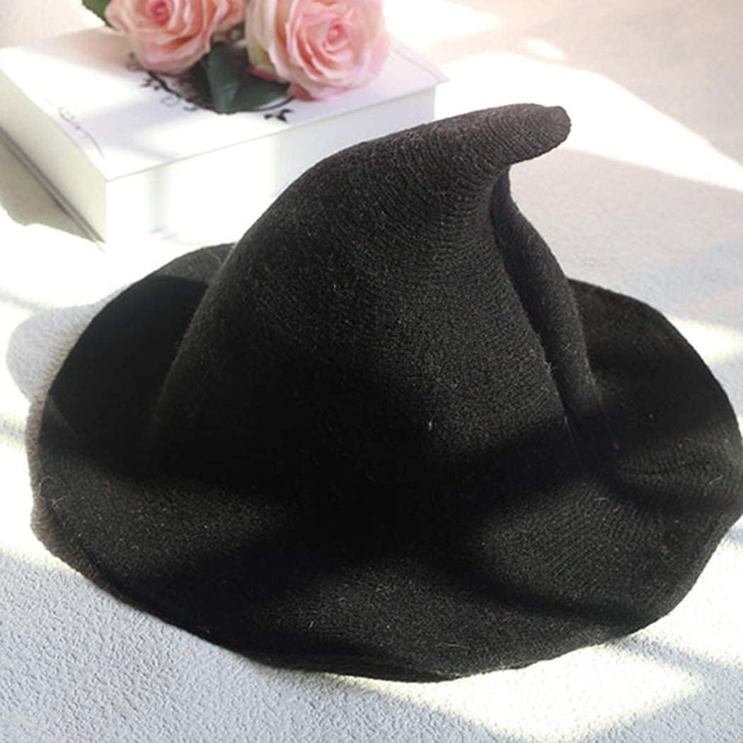 Witch Hat,Foldable Wool Halloween Witch Hat for Women,Pointed Wizard Cap for Cosplay Costume Accessory and Daily