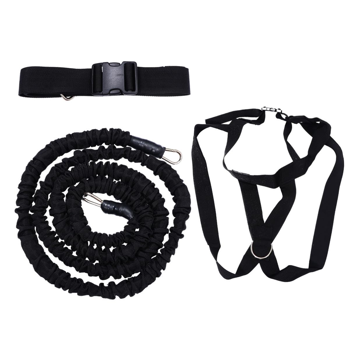 Banda de Ejercicios de Yoga y Cuerda de Entrenamiento, Cuerda de Resistencia para Fitness, 1 Juego, Tejido Negro, para Cintura y piernas