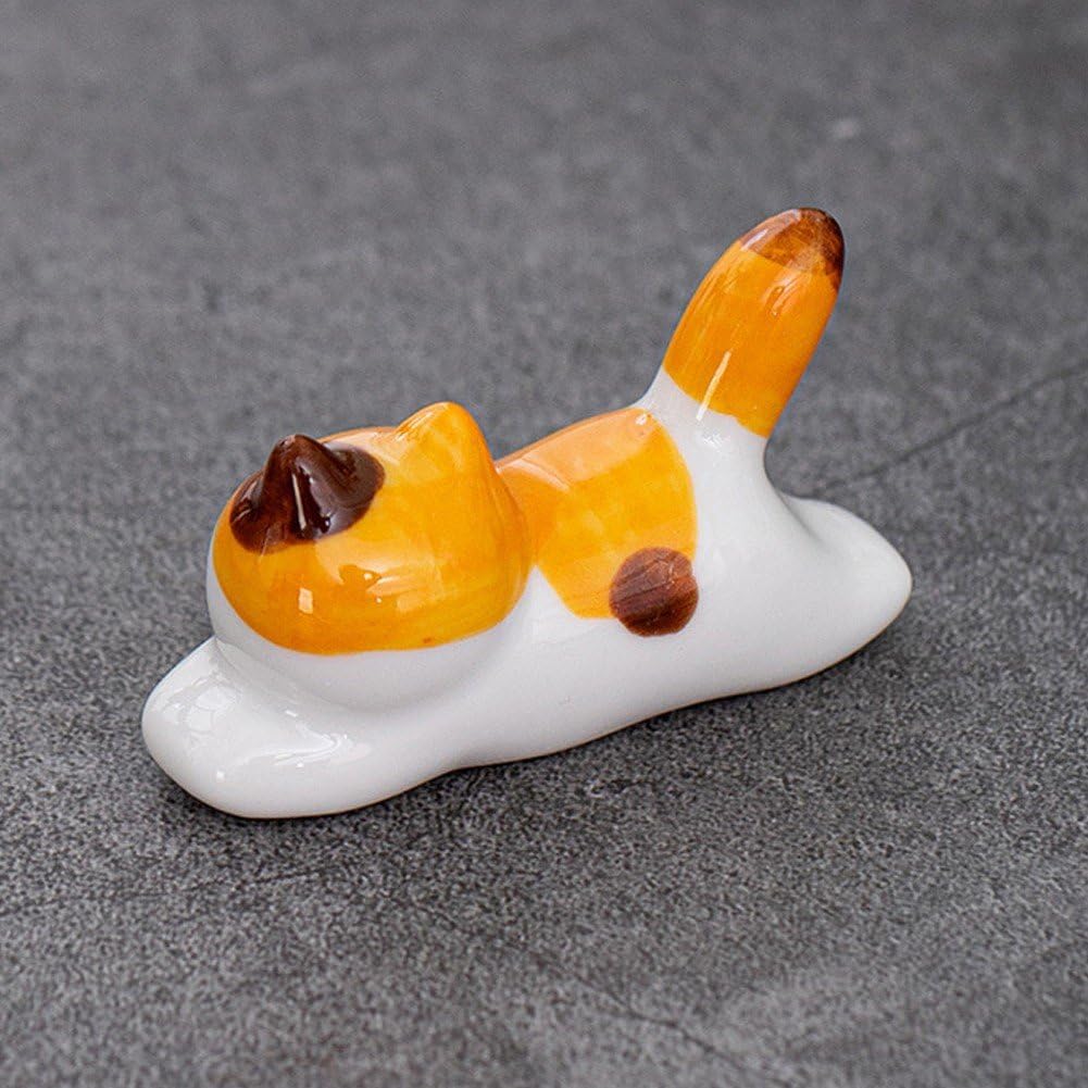 Stojaki i podnóżek w kształcie kota 6 sztuk japońskiej porcelany japońskiej w stylu japońskim zestaw uchwytów na pałeczki do palec ceramicznych w kształcie kota do łyżki, widelca, noża i zastawy
