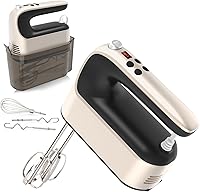 Vista 22 de Batidora de mano digital de 9 velocidades, potente motor de CC de 400 W, batidora de mano eléctrica de mano con estuche de almacenamiento a presión