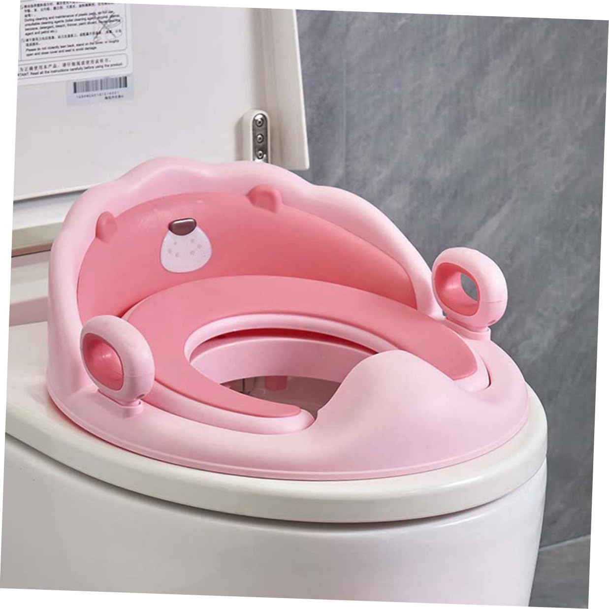 Abaodam Potty Training Seat with Soft TPE Cushion Anti-Slip Base Removable Ladder Cover Toilet Seat for Boys Cute Lion Design in Cherry Blossom Pink Easy to Maintain and Stable Fit