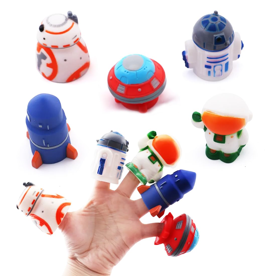 Wembley 5 Pcs Space Finger Puppet Toy for Kids Mini Rubber Figures Toy Boys Girls Party Favors, Shows Playtime, Schools, Return Gifts, Role Play Toys-image-3