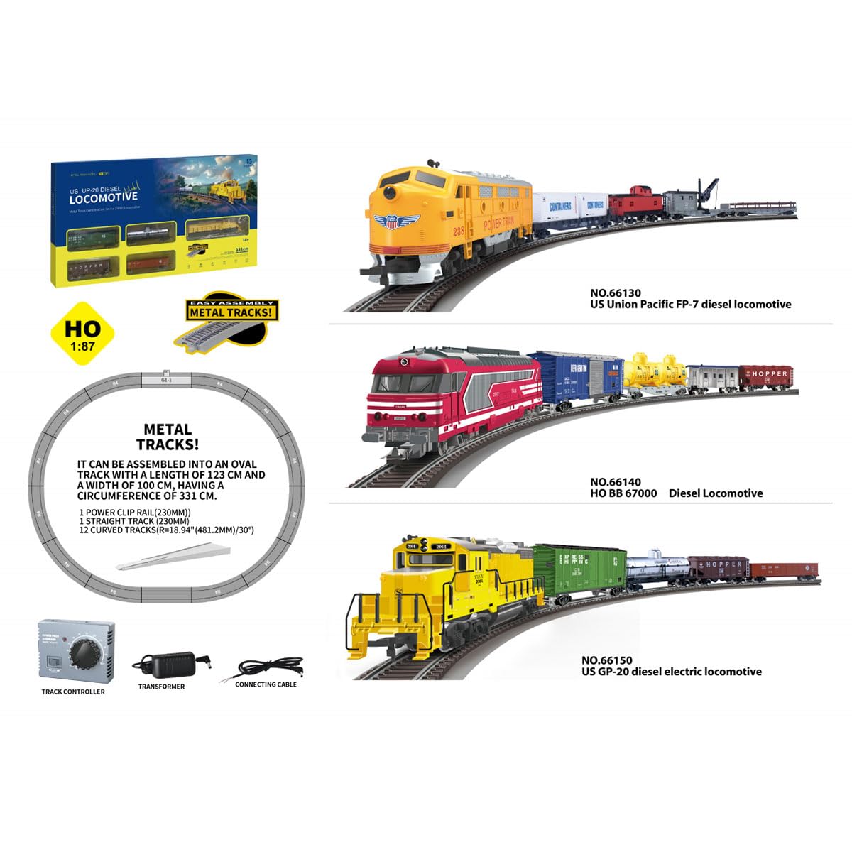 1:87 HO Maßstab US GP-20 Diesel Dampflokomotive Modelleisenbahn Set, klassisches Komplettmodell mit elektrischer Steuerung, für Hobbyisten, Ingenieure, oder Teens ab 16 Jahren