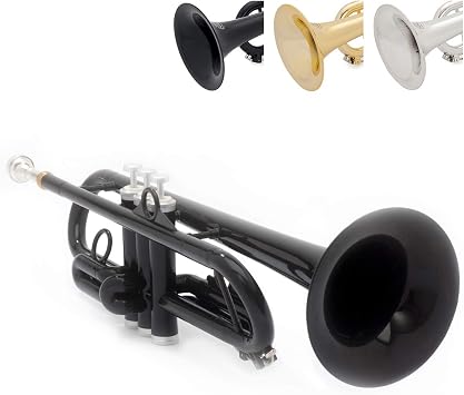 PInstrument pTrumpet hyTech - Metal/Polymer Trumpet - Mouthpiece - Padded Carrying Bag - Bb Authentic Sound for Student & Beginner - ABS Construction - Black