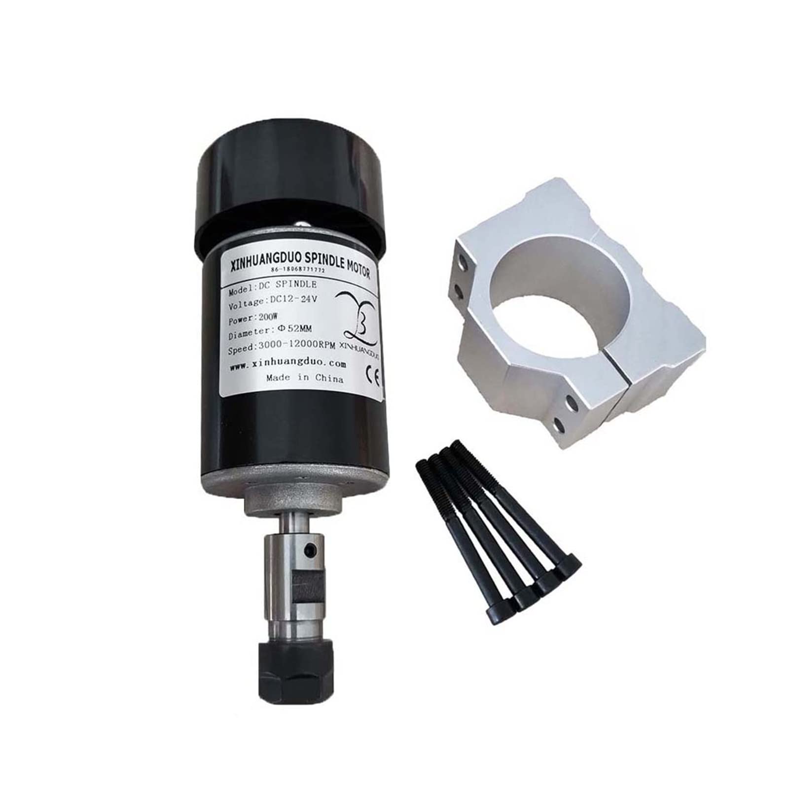 Mooilko Set 3 0.2Kw Air Cooled Spindle Er11 Chuck Cnc 200W Spindle Motor + 52Mm Clamps + Power Supply +Speed Governor For Diy Cnc 24V10000rpm Smooth Running(Set 3)