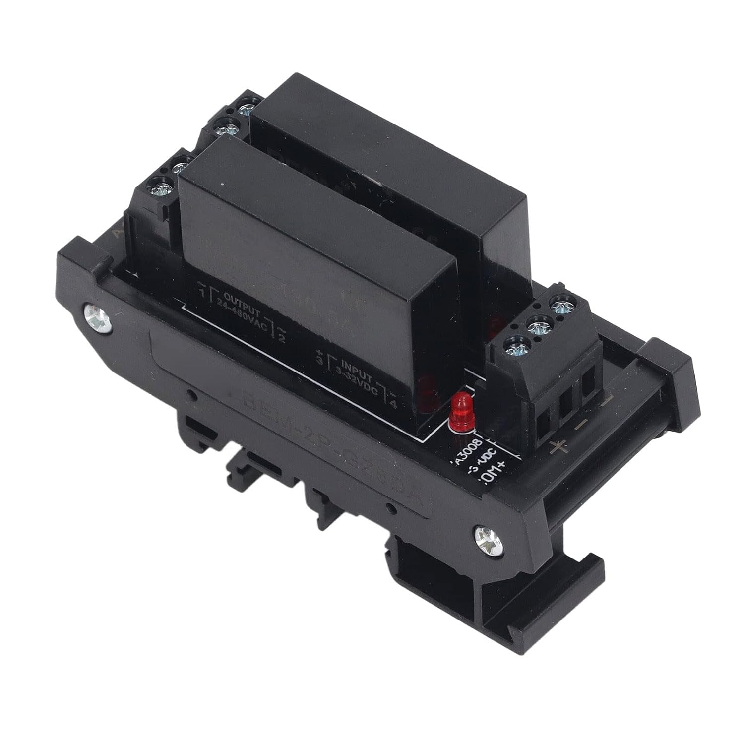 Solid State Relay Module, 3-32VDC Input DIN Rail Mount Resin Seal Plug and Play Resistant 2pcs DC to AC Equipment Relay Module