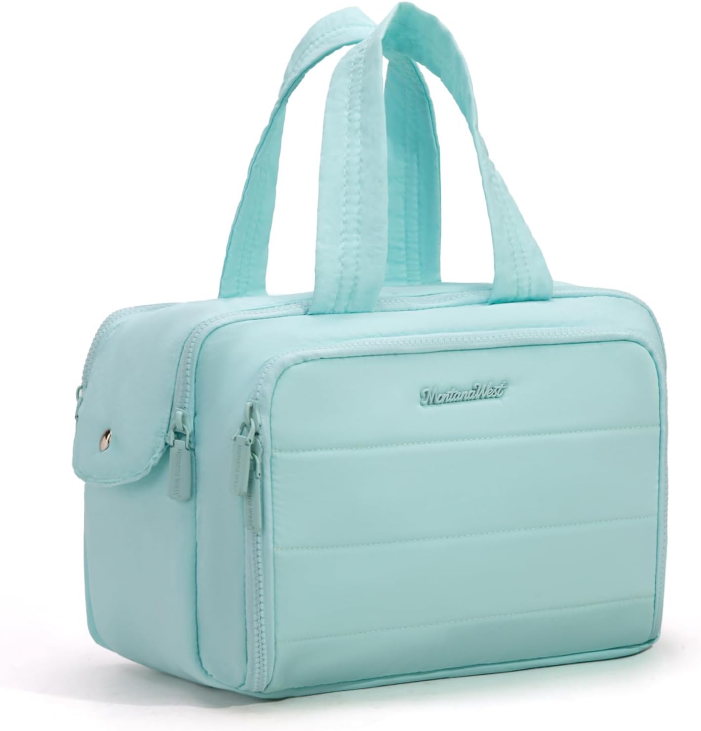 Montana West Travel Toiletry Bag for Women, Large Wide Open Puffy Makeup Bag Organizer with Brush Holder, Waterproof Lining, Lightweight Cosmetic Bag for Travel Essentials