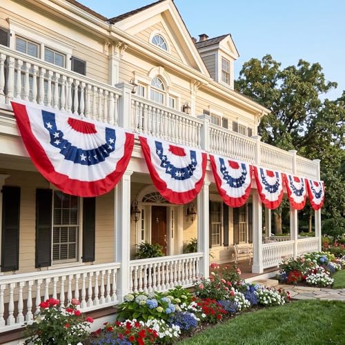 Homissor American Flag Bunting Outdoor 3x6 Ft 4 Packs US Pleated Fan Flag Embroidered Stars USA Pleated Bunting for 250 Year Anniversary by Homissor - Used condition - Image 3