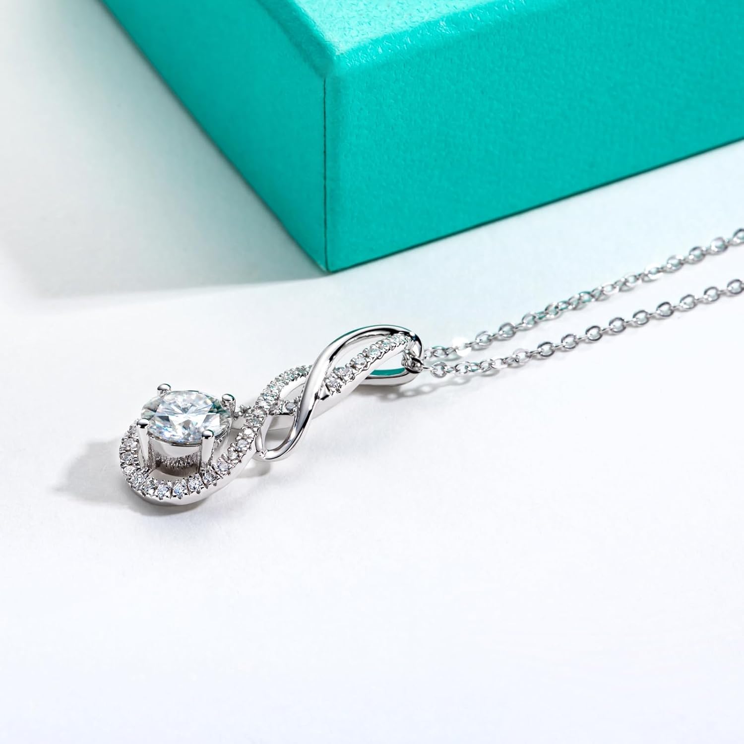 AnuClub Moissanite Pendant Infinity Necklace D Color VVS1 925 Sterling Silver Black Cross/Bone Necklace for Women Wife Her with Certificate, 40+2+3cm Extended Chain - Image 5