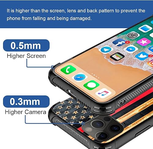 Miniatura 4 de DAIZAG Funda compatible con iPhone 13, diseño de bandera de grano de madera de línea roja para iPhone 13, funda de protección a prueba de golpes y
