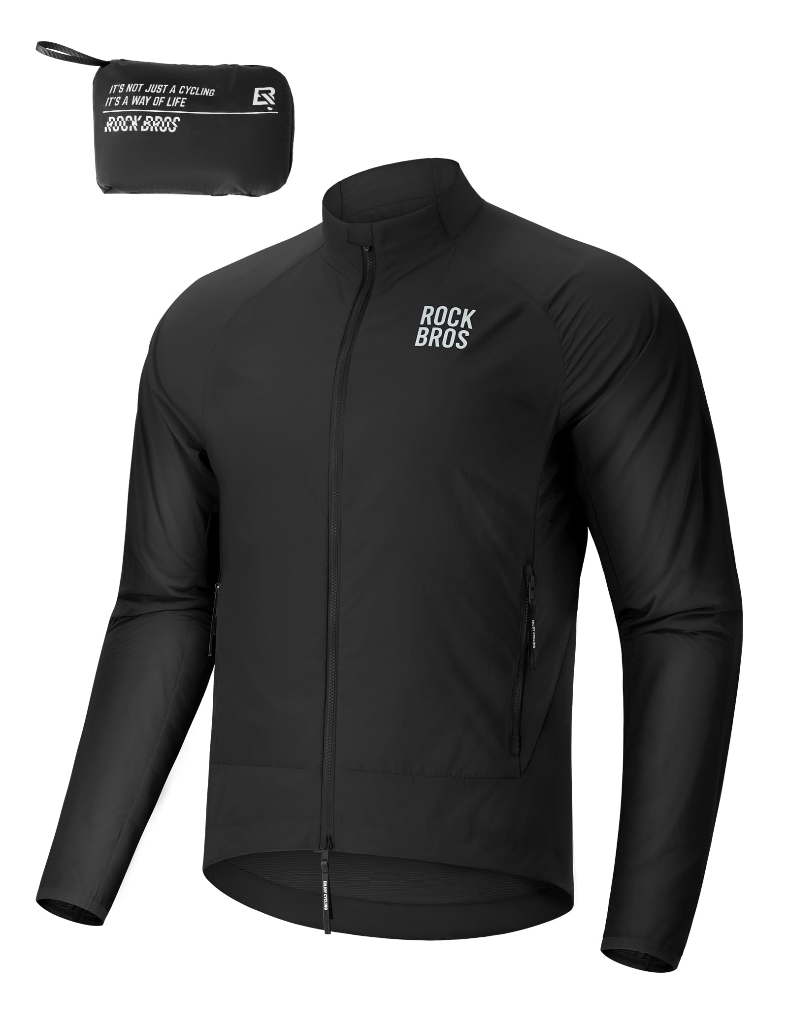 ROCKBROS Winddichte Fahrradjacke Herren Damen, Leichte Atmungsaktive Schnelltrocknende Windbreaker Radsportjacke, Faltbare Laufjacke mit Taschen für Radfahren MTB Outdoor Joggen