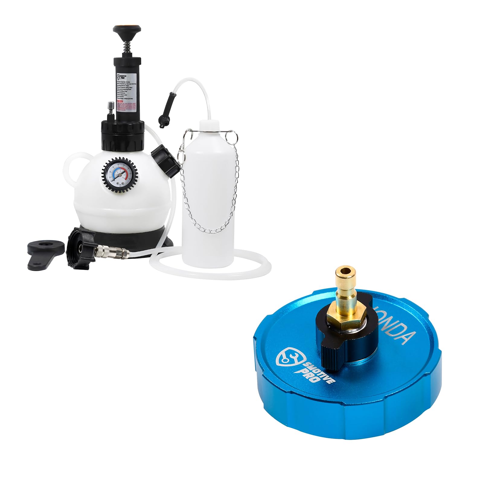 2L Manual Brake Bleeder Fluid Pump & 56mm Brake Master Cylinder Bleeder Adapter for Honda