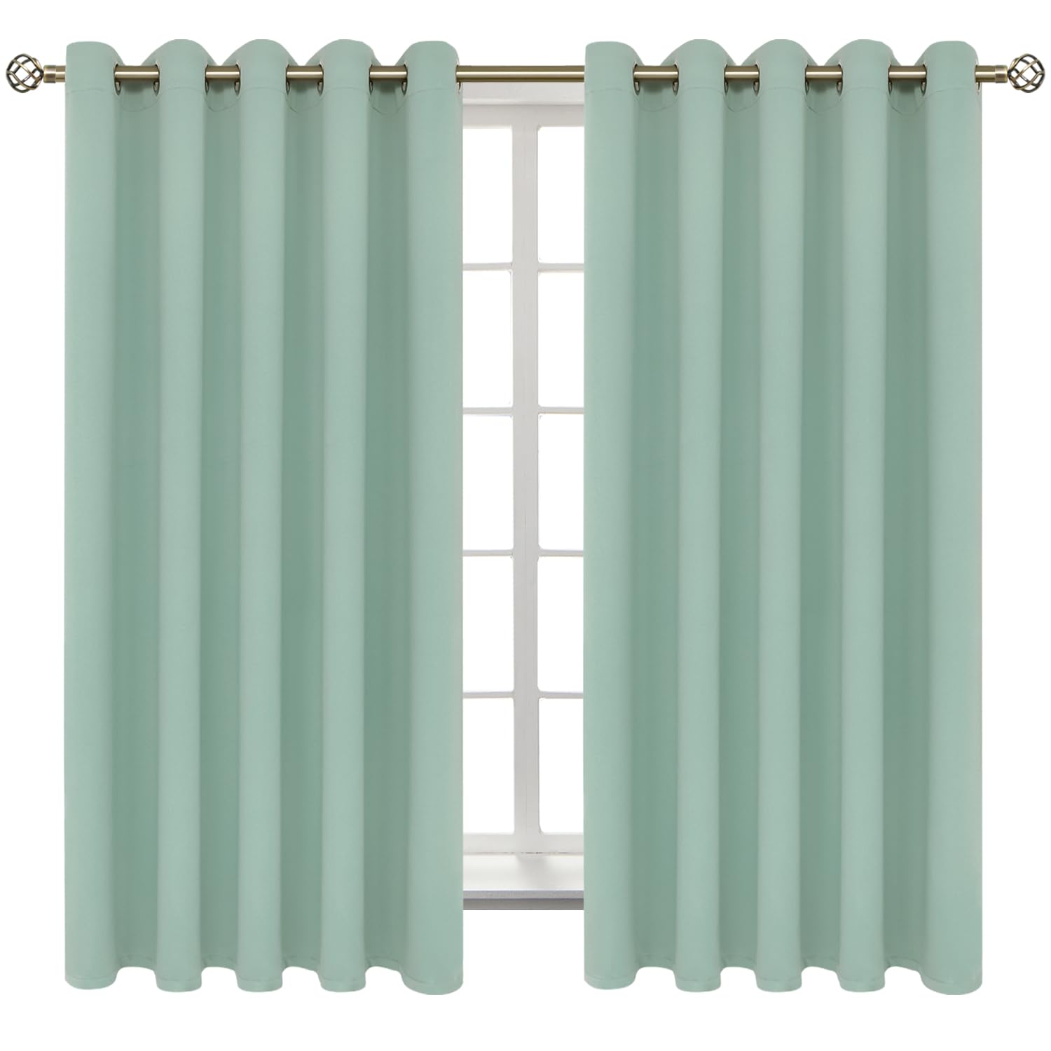 BGment Frosty Green Room Darkening Curtains 63 Inch for Bedroom - 2 Panels