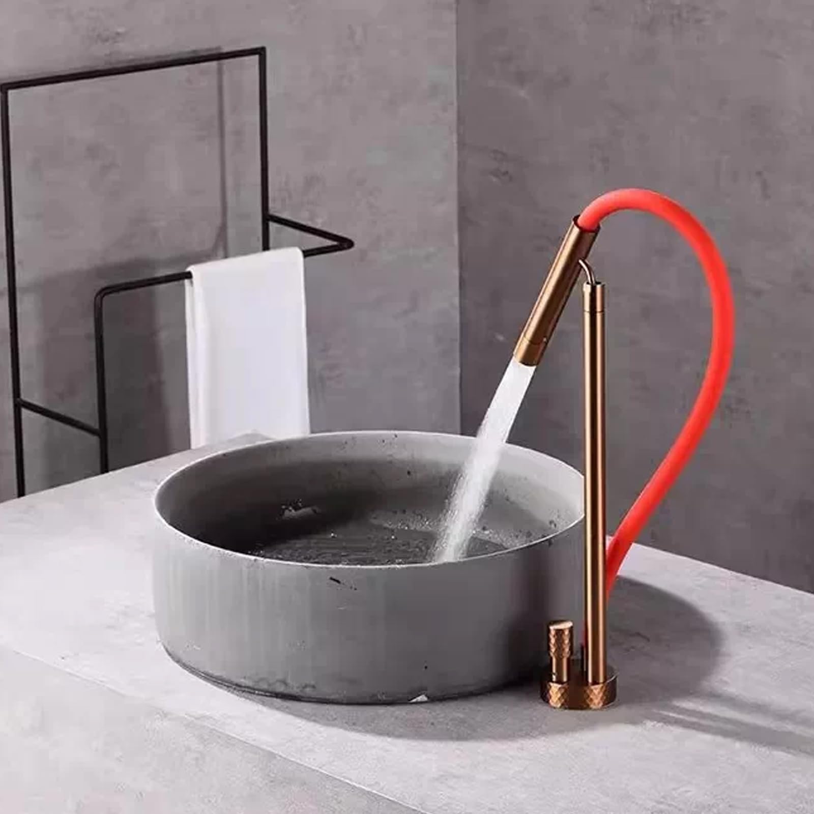 JRUIA Brushed Gold And Orange Kitchen Faucet, 360° Arbitrary Adjustment Bathroom Sink Faucet, Four Water Outlet Modes,G