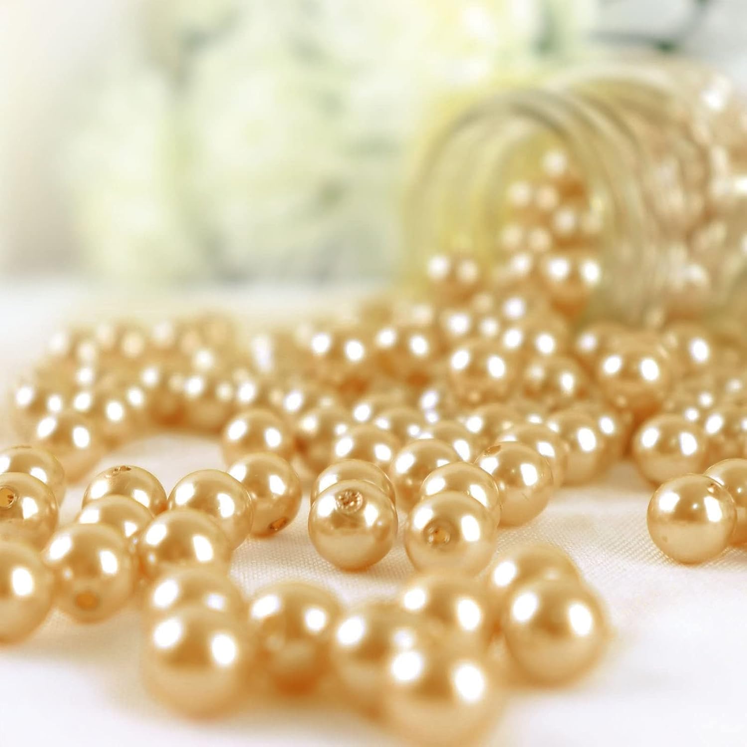 Efavormart 10MM Wedding Faux Pearl Beads Garland Vase Filler Flower Centerpiece Table Decoration - Gold - 1000 PCS