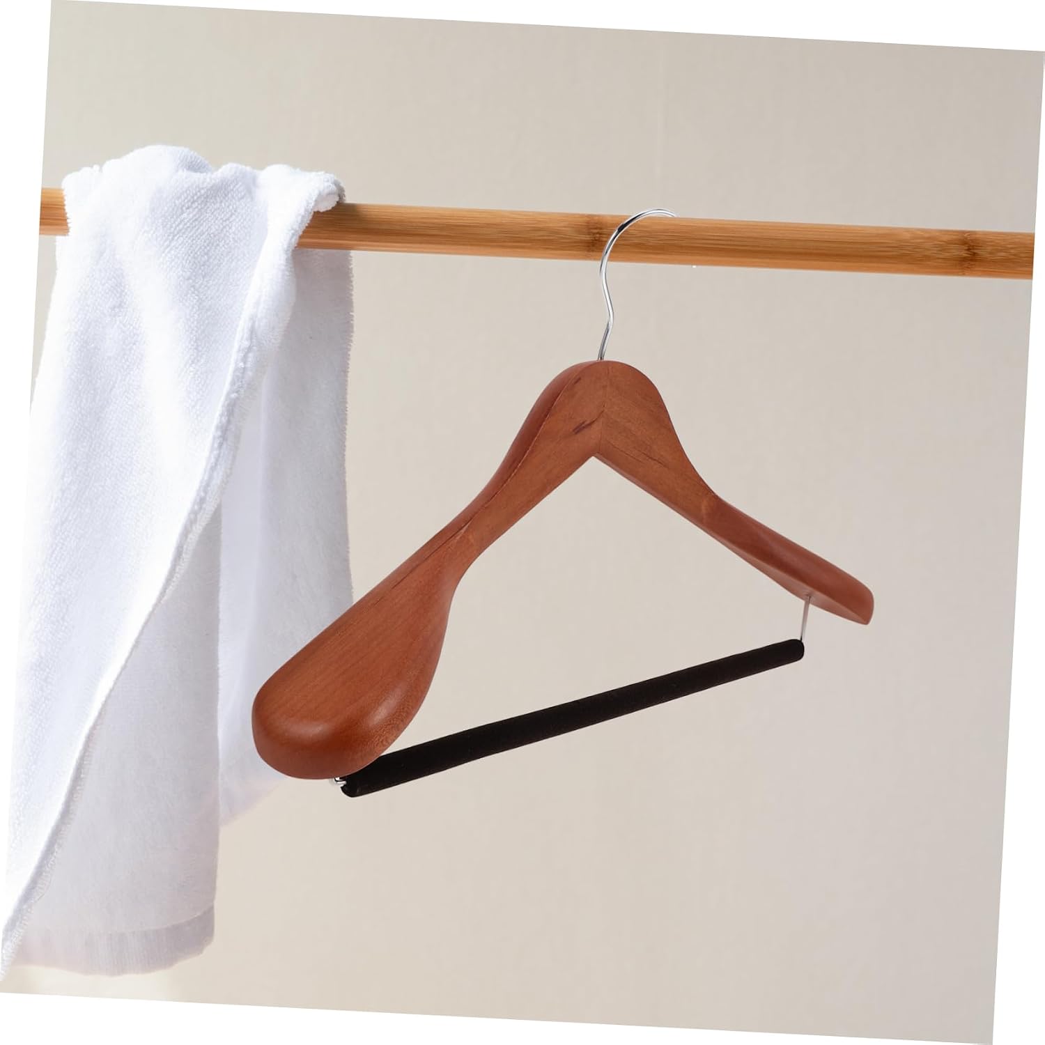 OUNONA 1pcs Heavy Duty Wide Shoulder Wooden Suit Hanger Non- Bar Detachable Pants Rack for Coats and Jackets Solid Wood Clothes Hanger for Closet Organization