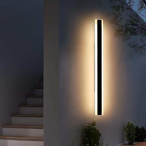 Vista 29 de Apliques de pared para exteriores de 47 pulgadas, regulables de 3000 K-6000 K, luces de pared larga para exteriores, IP65 impermeable, moderna