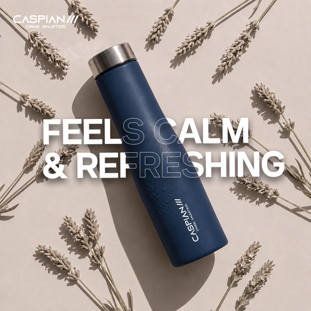 CASPIAN /// Aqua Customised Stainless Steel Water Bottle 1L, Blue with Logo Print - Personalised Water Bottle with Your Name Print for Kids Boys Girls School Office Gym- Perfect for Corporate Gifting 3