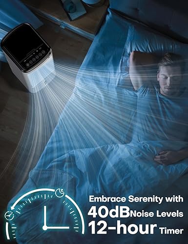 Miniatura 6 de Swamp Cooler - Aire acondicionado evaporativo 3 en 1 con 4 modos y 3 velocidades, temporizador de 12 horas y control remoto y tanque de agua doble,