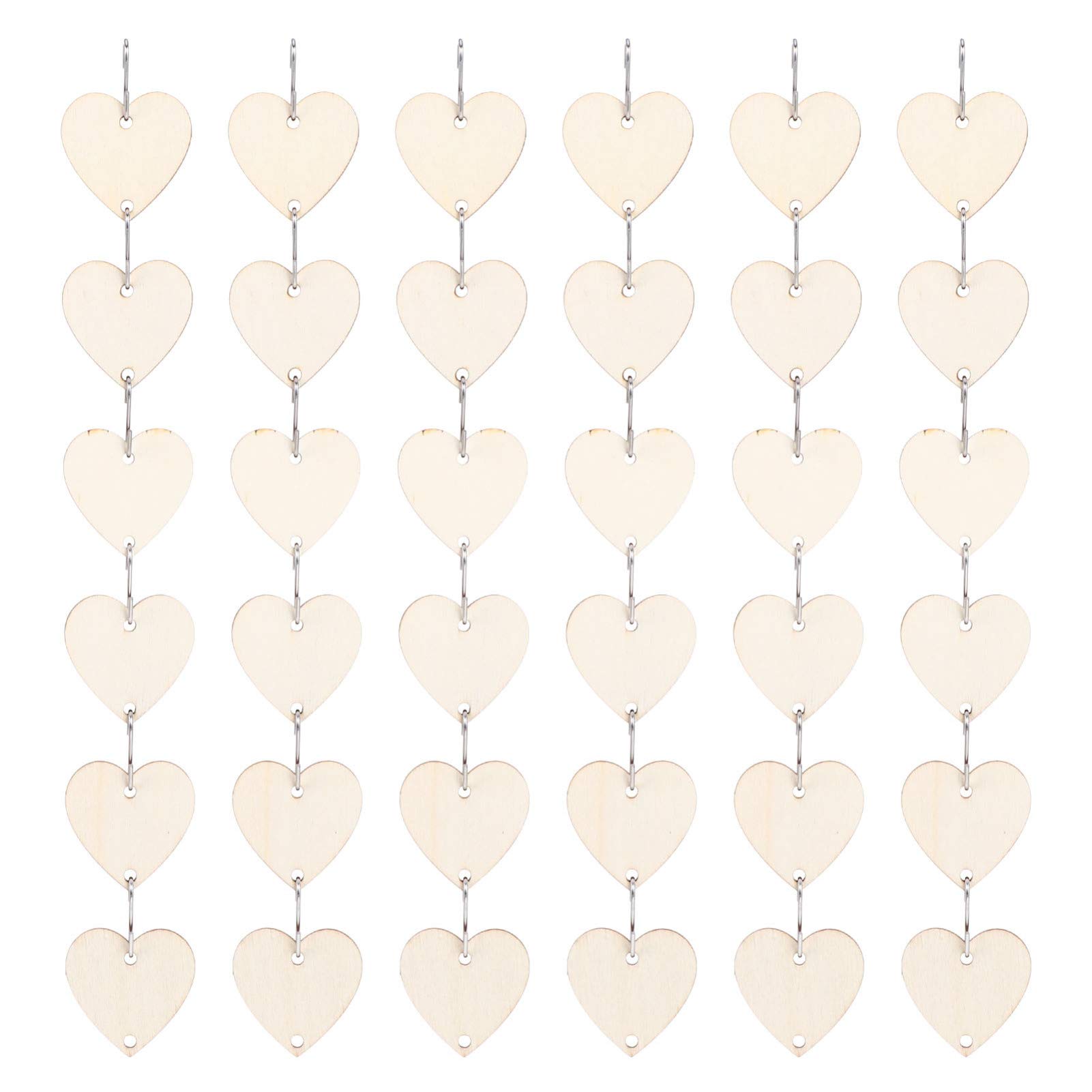 OSALADI 1Set Wooden Pendant Cutouts for Crafts Unfinished Heart Shaped Wooden Slices with Hooks for Home Decor Festivals and
