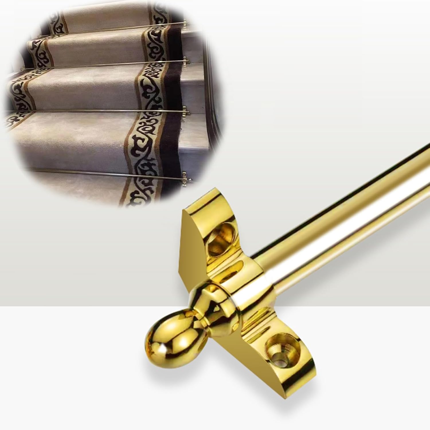 Amazon.com: EXCLURA Brass Stair Carpet Rods Round Finial, Stair Rods ...