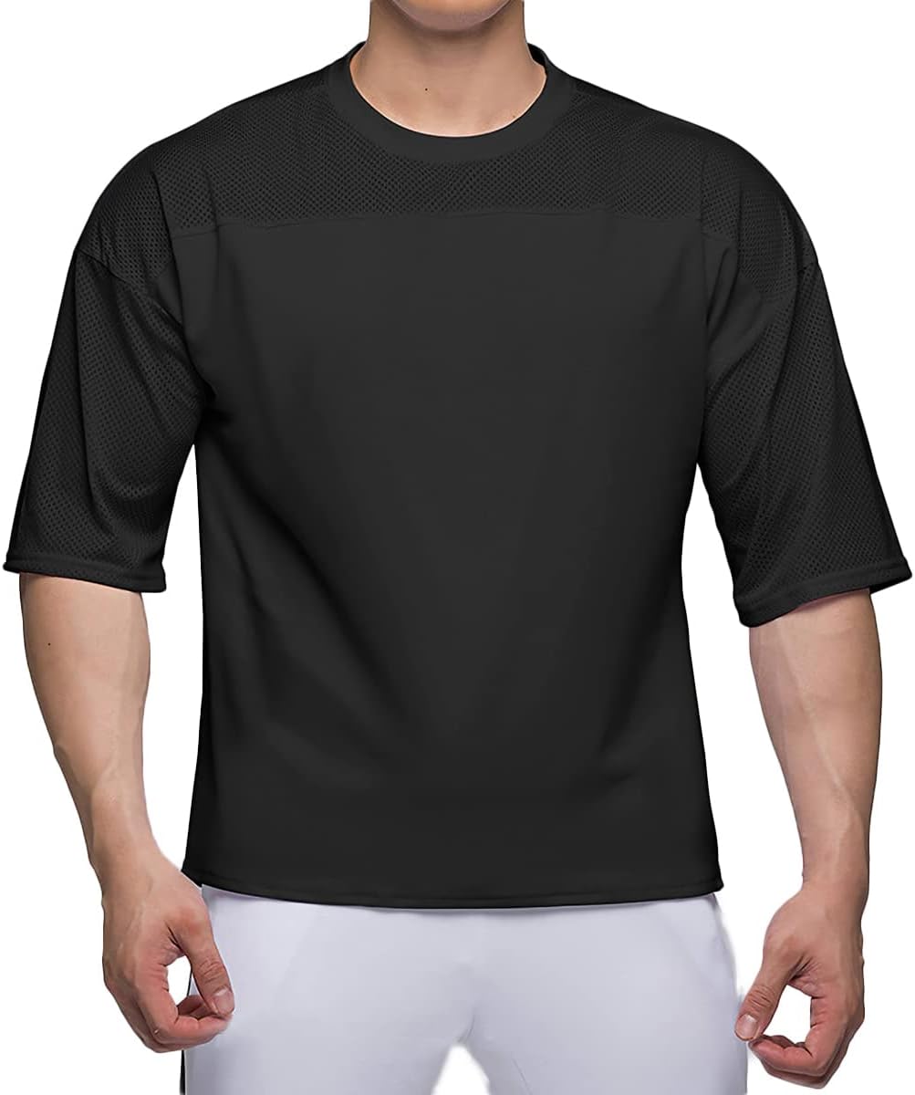 Mens Workout Shirts Short Sleeve Oversize Hipster Big Size Gym Shirts Basketball Hip-hop Mesh T-Shirts for Men T64 - Image 2