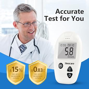 Sinocare Safe Accu Blood Sugar Monitor, Blood Sugar Test Kit 100 Strips & 100 Lans., Blood Glucose Monitors, Diabetes Testing Kit for UK Home Use, No Coding Glucometer in mmol/L